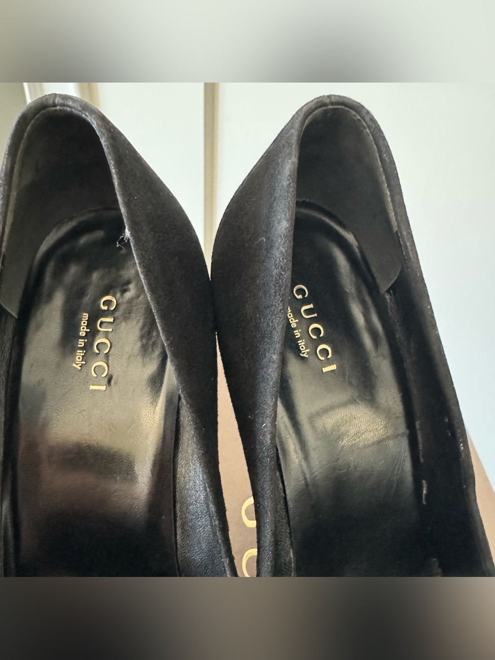 Gucci Black Suede Platform Pumps Square Toe EU37/US 6.5 Made in Italy - Picture 7 of 13